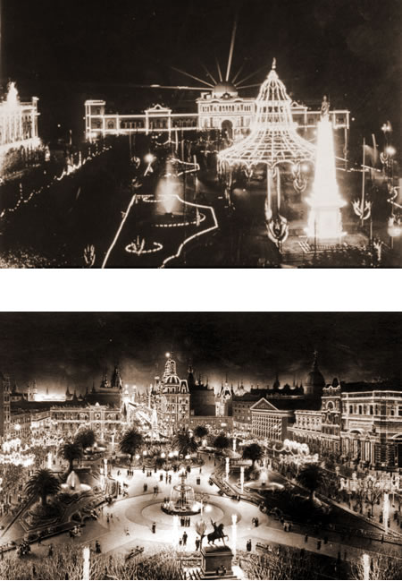 Vista nocturna de la Plaza de Mayo de 1910